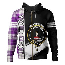 ScotsTee Shop Scottish Erskine Purple Clan Crest Tartan Hoodie Quarter Personalized