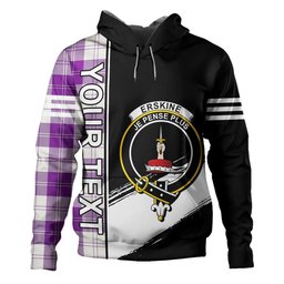 ScotsTee Shop Scottish Erskine Purple Clan Crest Tartan Hoodie Quarter Personalized