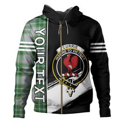 ScotsTee Shop Scottish Currie Modern Clan Crest Tartan Hoodie Quarter Personalized
