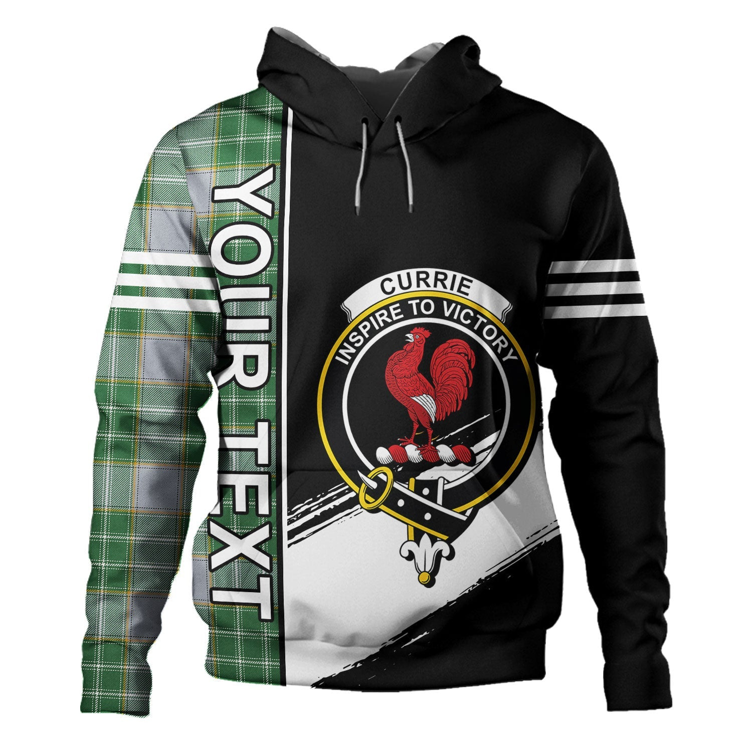 ScotsTee Shop Scottish Currie Modern Clan Crest Tartan Hoodie Quarter Personalized