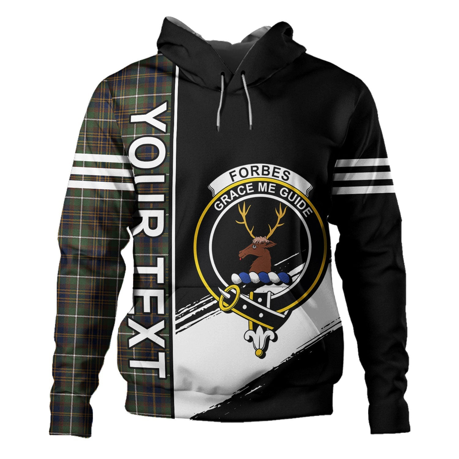 ScotsTee Shop Scottish Forbes of Druinnor Modern Clan Crest Tartan Hoodie Quarter Personalized