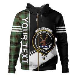 ScotsTee Shop Scottish Forbes of Druinnor Ancient Clan Crest Tartan Hoodie Quarter Personalized