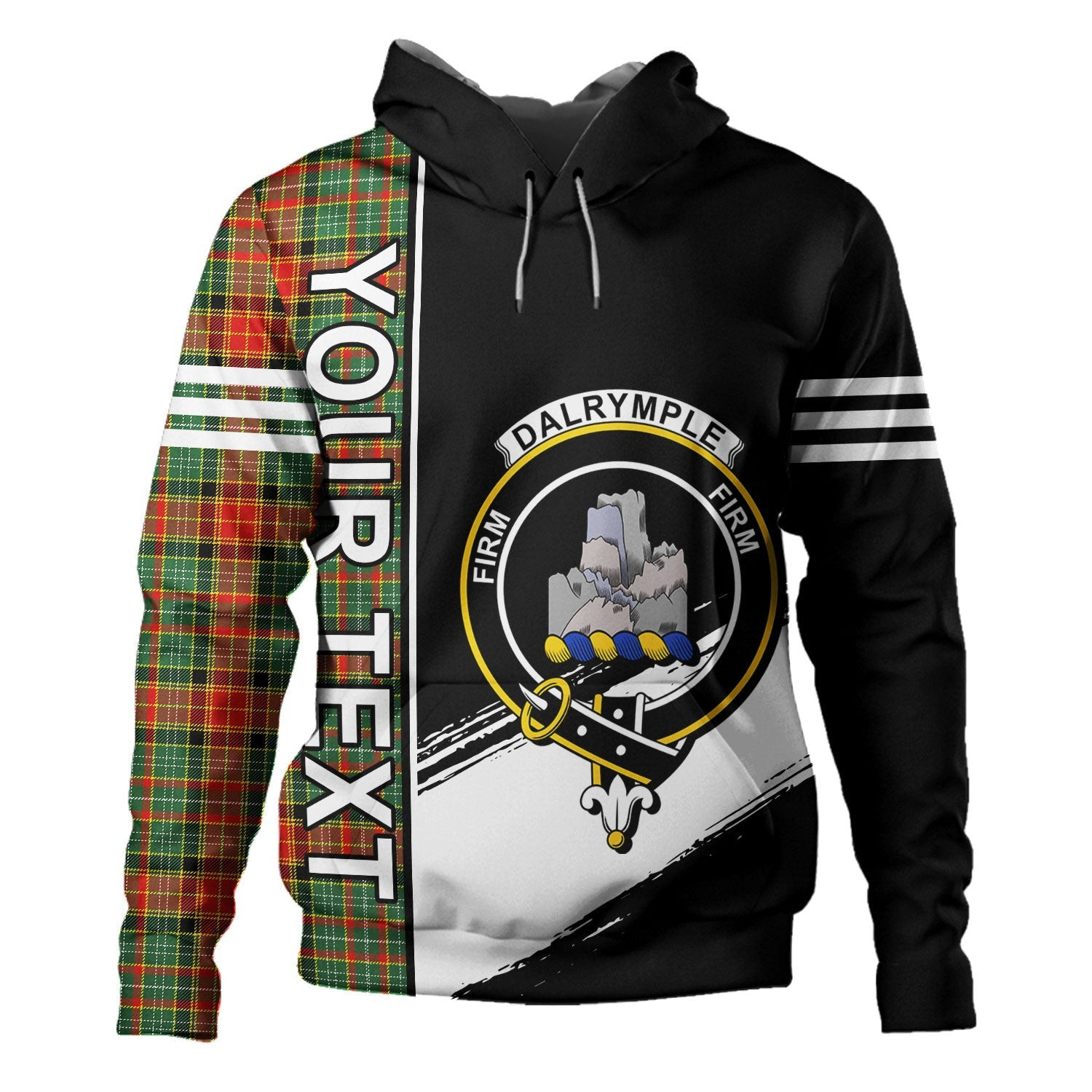 ScotsTee Shop Scottish Dalrymple of Castleton #2 Modern Clan Crest Tartan Hoodie Quarter Personalized