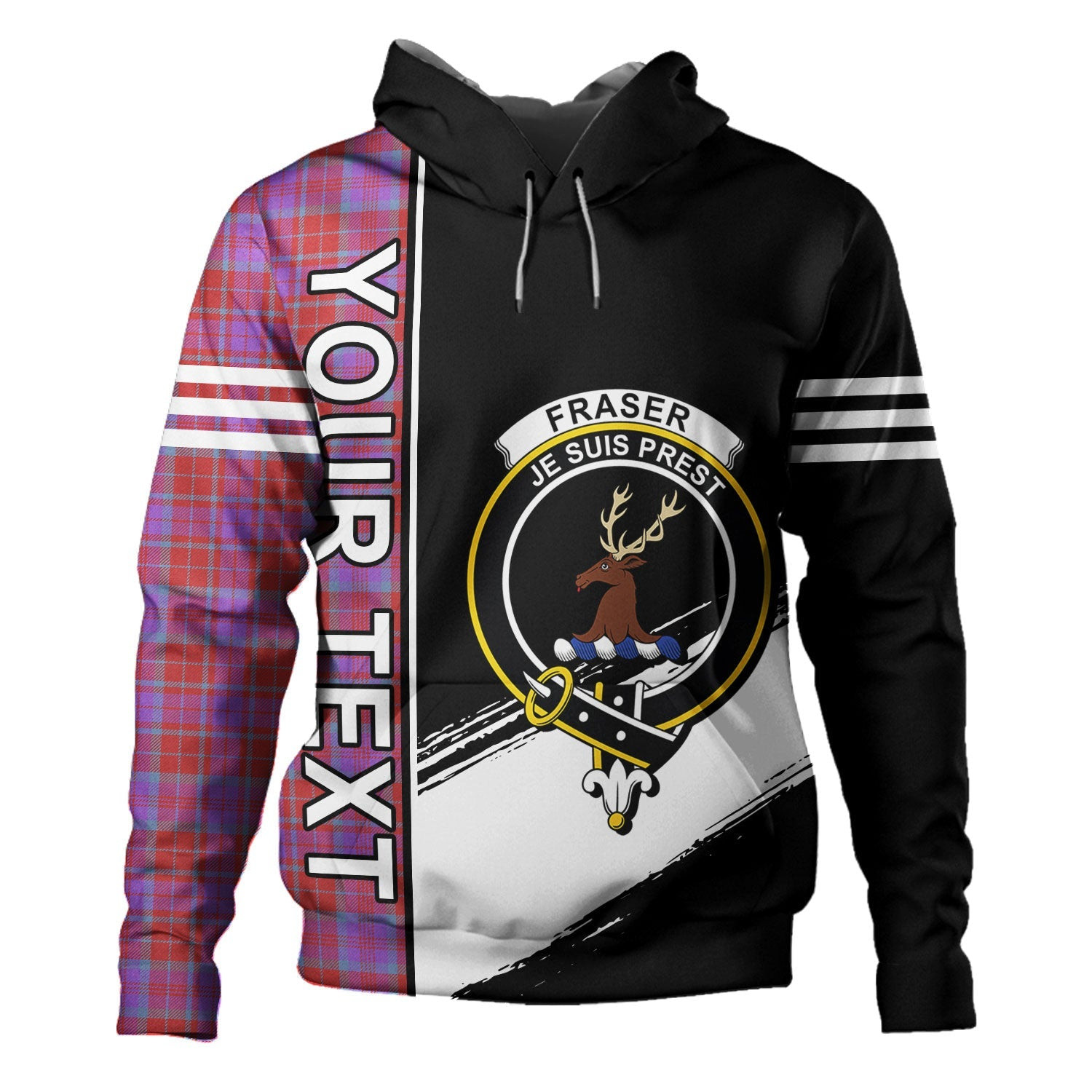ScotsTee Shop Scottish Fraser of Reelig Ancient Clan Crest Tartan Hoodie Quarter Personalized