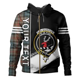 ScotsTee Shop Scottish Colquhoun Weathered Clan Crest Tartan Hoodie Quarter Personalized