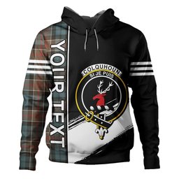 ScotsTee Shop Scottish Colquhoun Weathered Clan Crest Tartan Hoodie Quarter Personalized