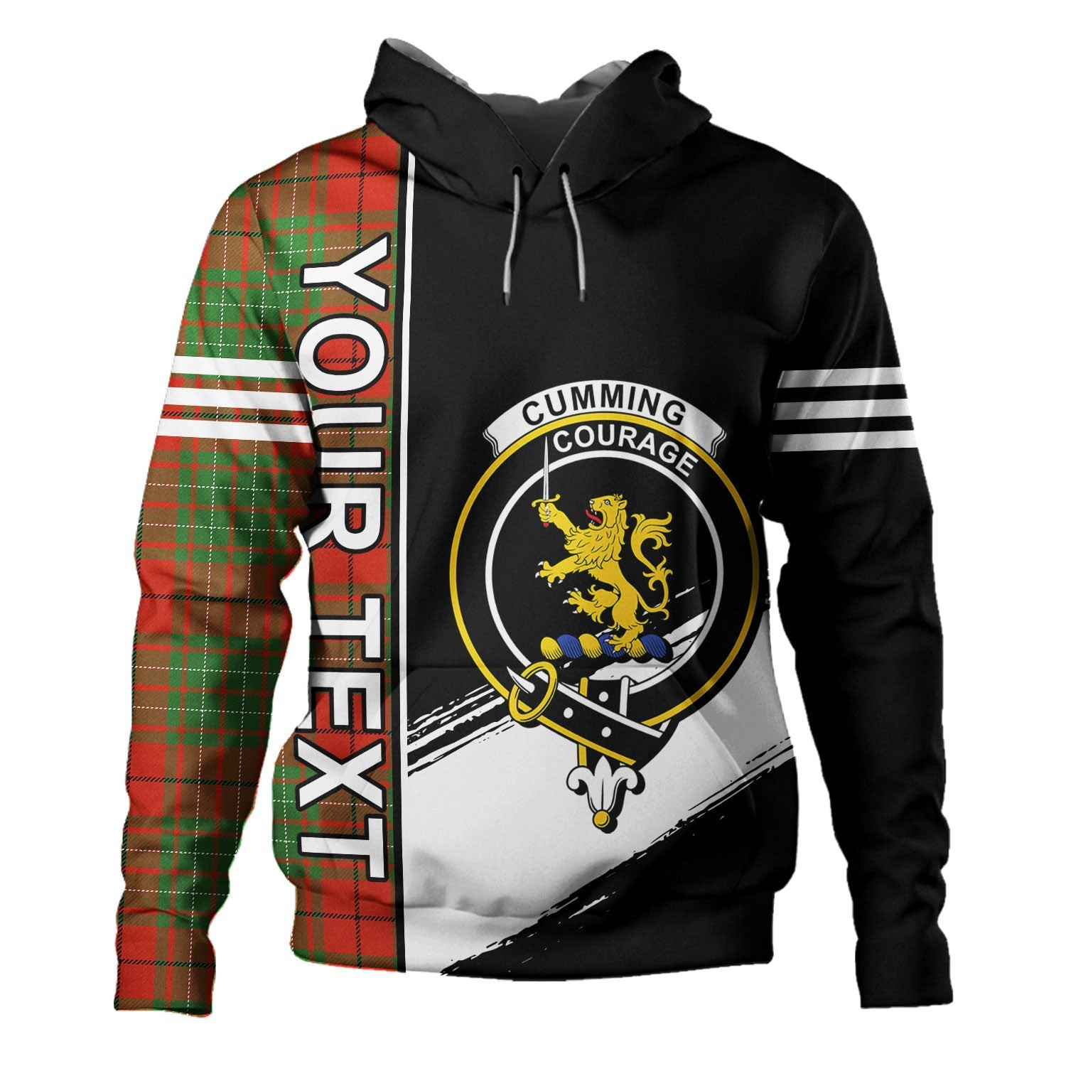 ScotsTee Shop Scottish Cumming Ancient Clan Crest Tartan Hoodie Quarter Personalized