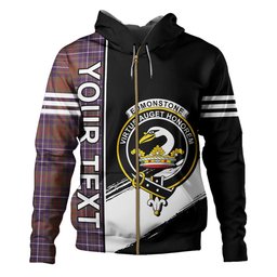 ScotsTee Shop Scottish Edmonstone Weathered Clan Crest Tartan Hoodie Quarter Personalized