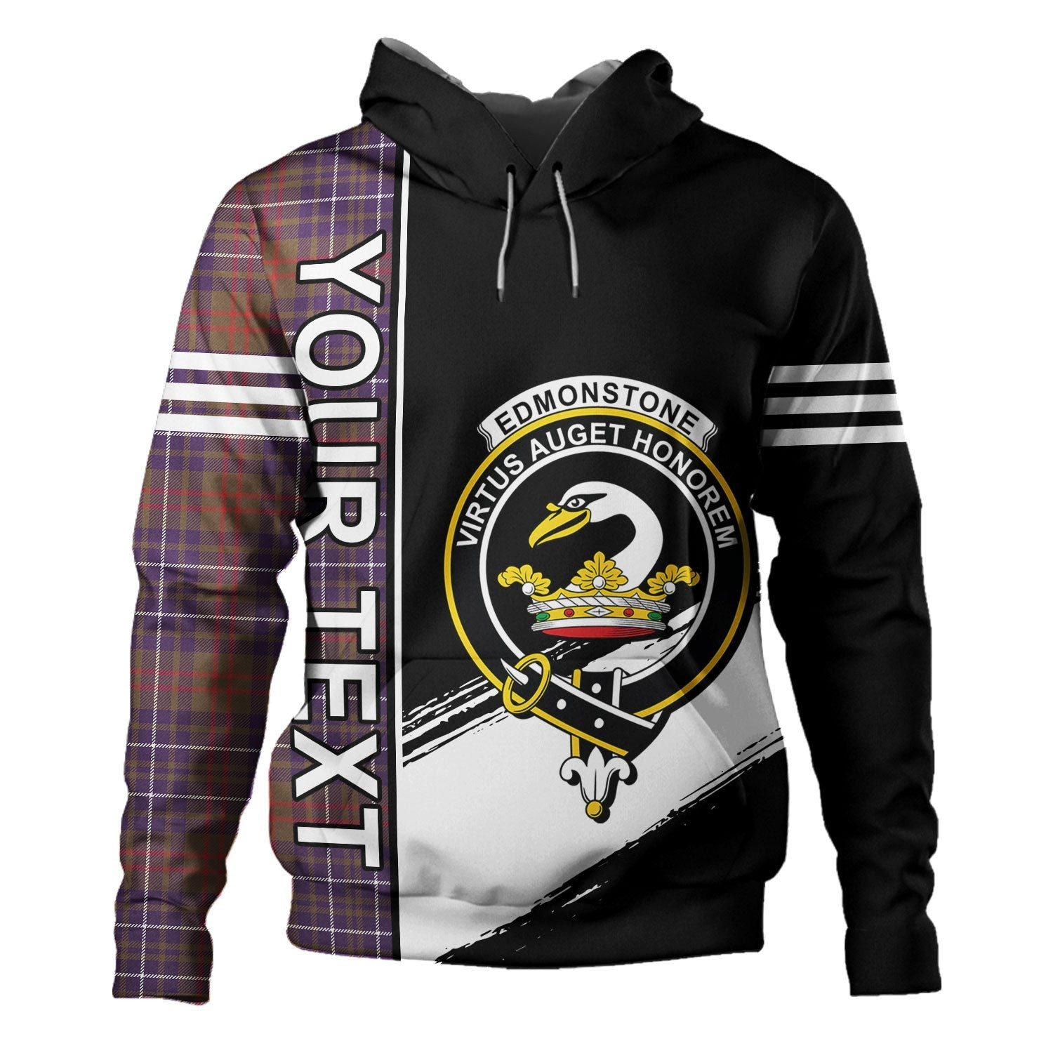 ScotsTee Shop Scottish Edmonstone Weathered Clan Crest Tartan Hoodie Quarter Personalized