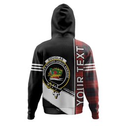 ScotsTee Shop Scottish Douglas of Roxburgh Weathered Clan Crest Tartan Hoodie Quarter Personalized