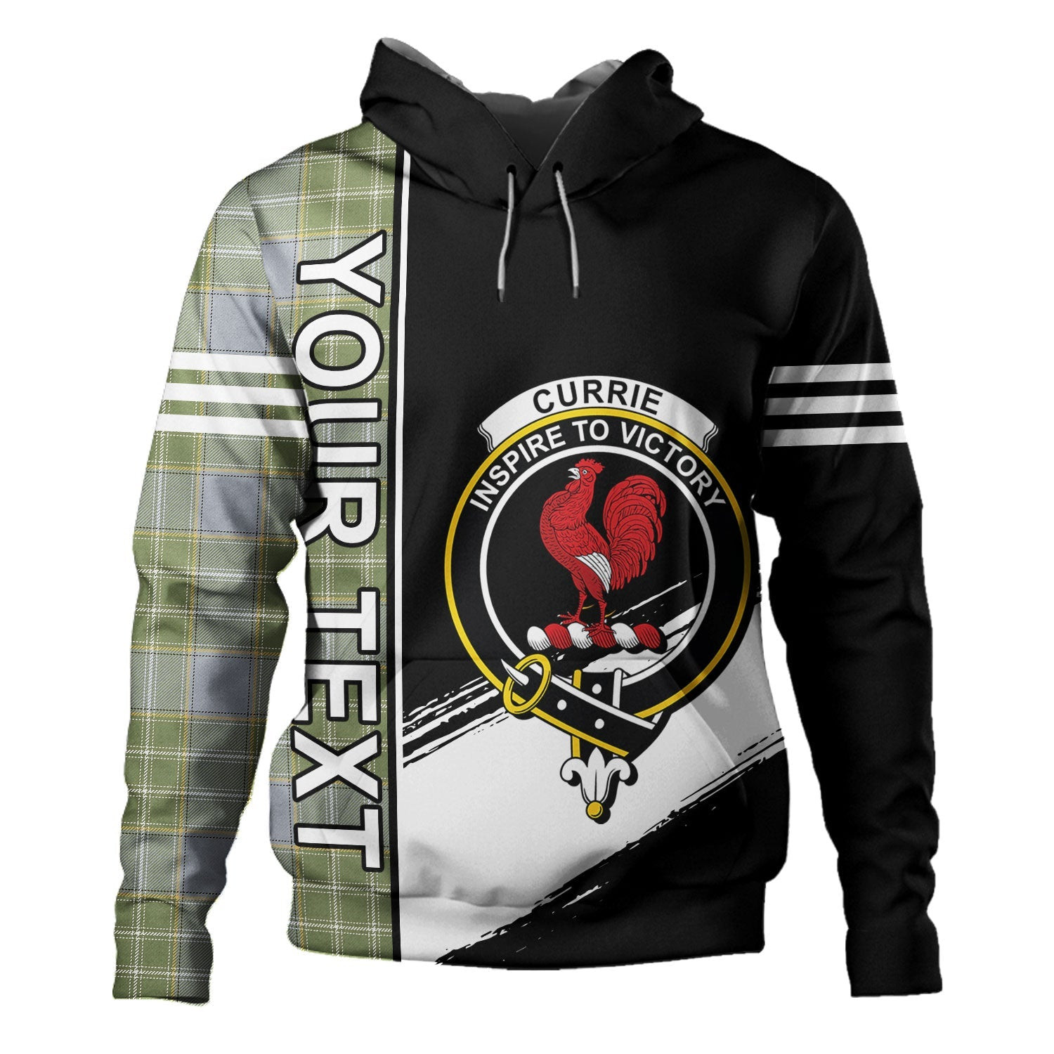 ScotsTee Shop Scottish Currie Weathered Clan Crest Tartan Hoodie Quarter Personalized