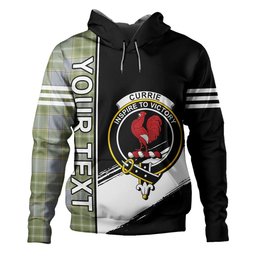 ScotsTee Shop Scottish Currie Weathered Clan Crest Tartan Hoodie Quarter Personalized