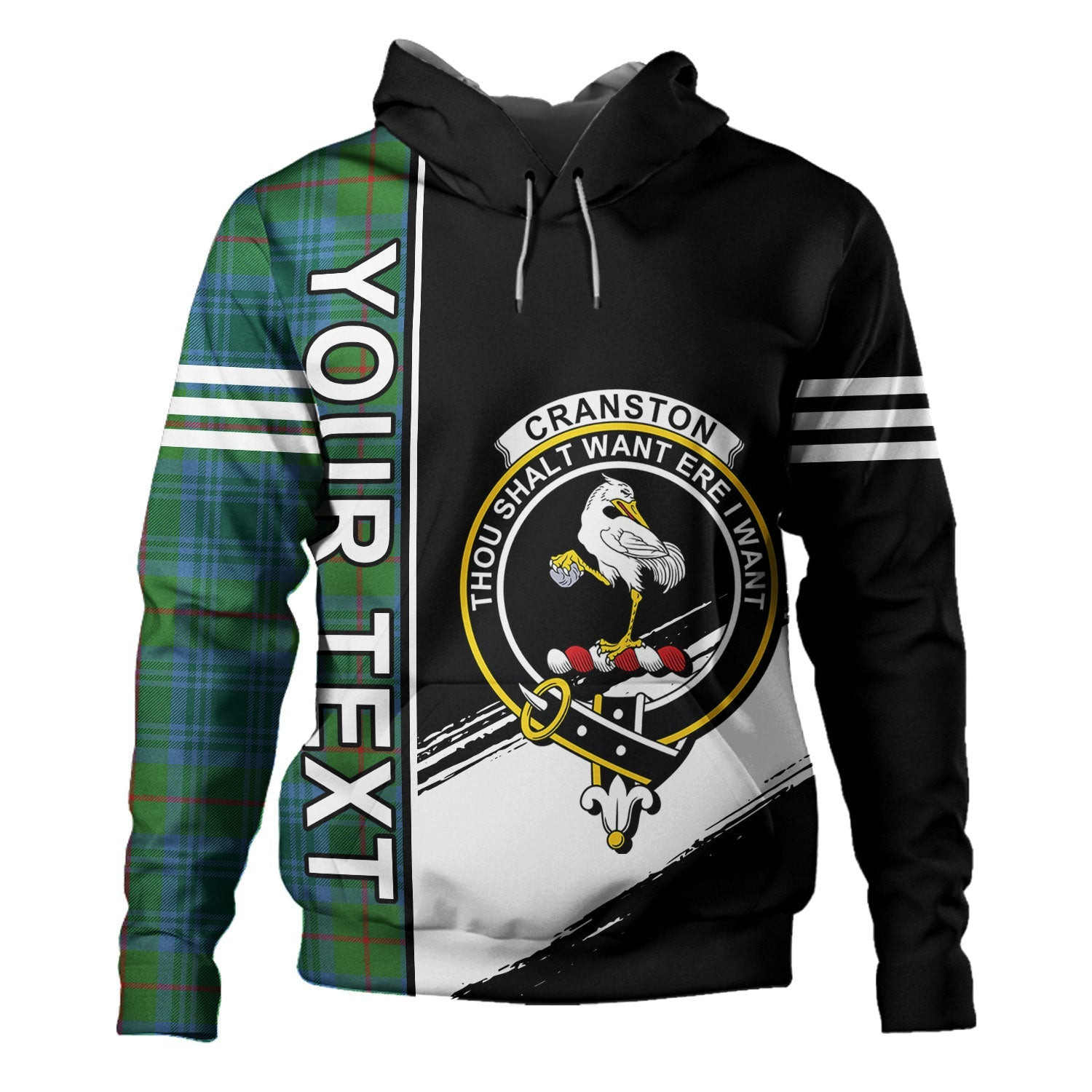 ScotsTee Shop Scottish Cranston Modern Clan Crest Tartan Hoodie Quarter Personalized
