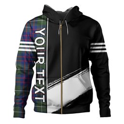 ScotsTee Shop Scottish Hamilton of Clayton Modern Clan Crest Tartan Hoodie Quarter Personalized