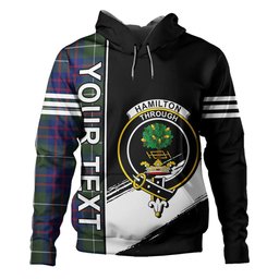 ScotsTee Shop Scottish Hamilton of Clayton Modern Clan Crest Tartan Hoodie Quarter Personalized