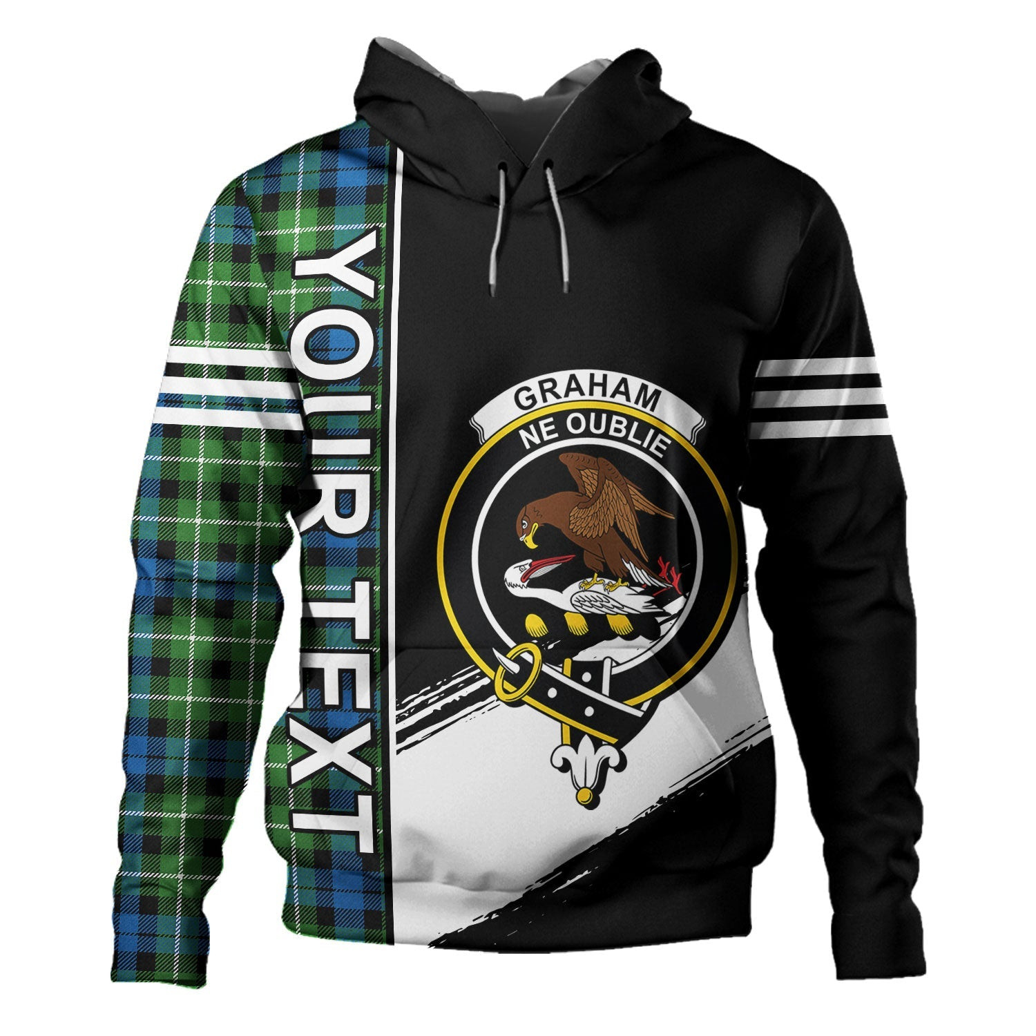 ScotsTee Shop Scottish Graham of Montrose Ancient Clan Crest Tartan Hoodie Quarter Personalized