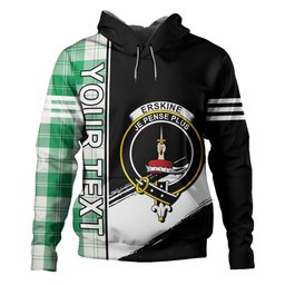 ScotsTee Shop Scottish Erskine Green Clan Crest Tartan Hoodie Quarter Personalized