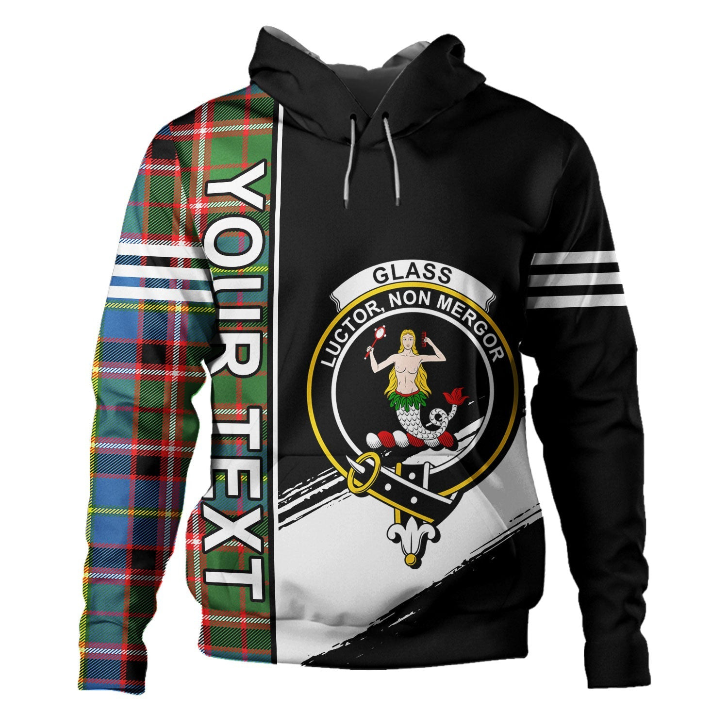 ScotsTee Shop Scottish Glass Clan Crest Tartan Hoodie Quarter Personalized