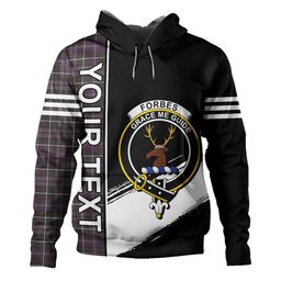 ScotsTee Shop Scottish Forbes of Druinnor Weathered Clan Crest Tartan Hoodie Quarter Personalized