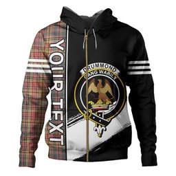 ScotsTee Shop Scottish Drummond of Strathallan Weathered Clan Crest Tartan Hoodie Quarter Personalized