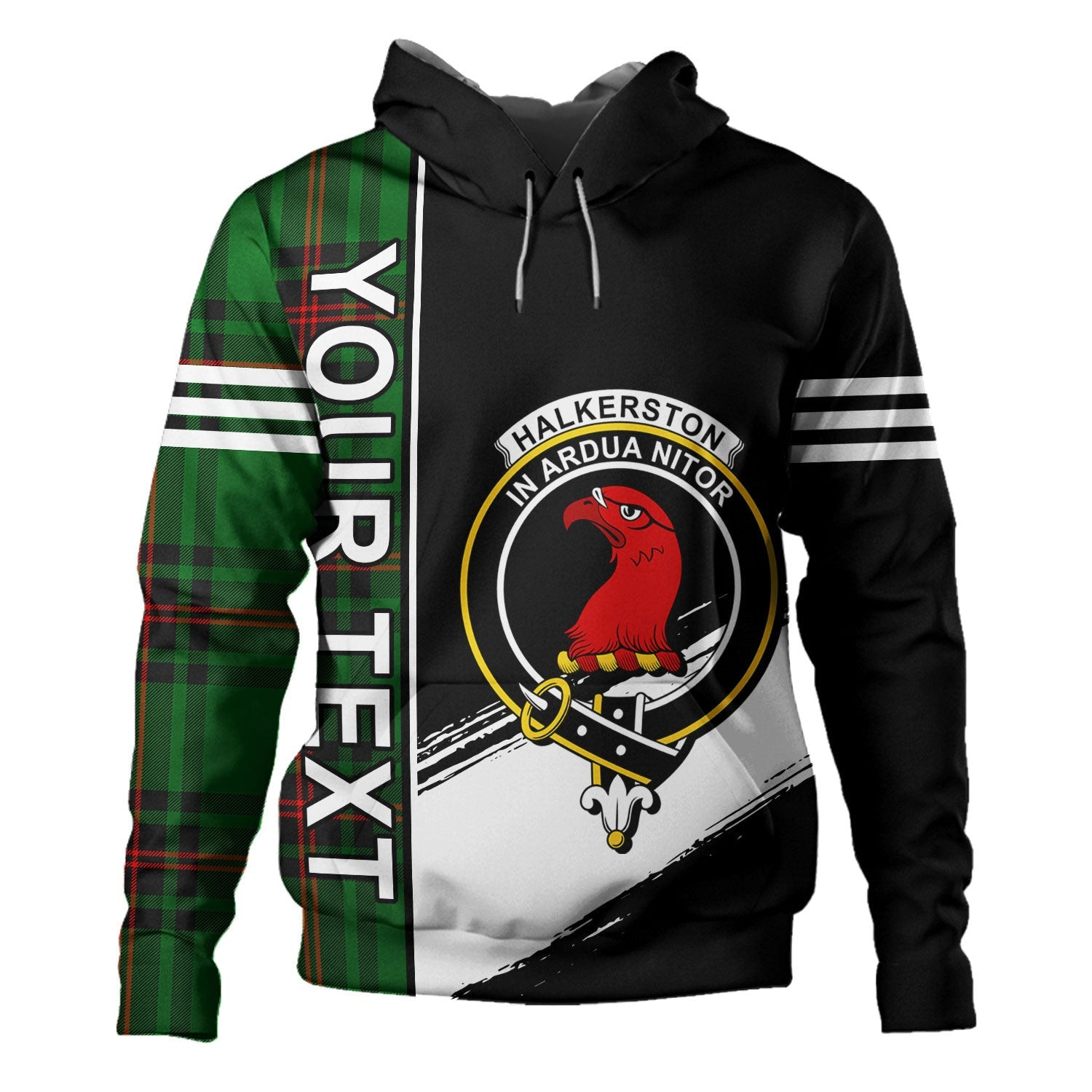 ScotsTee Shop Scottish Halkerston Clan Crest Tartan Hoodie Quarter Personalized