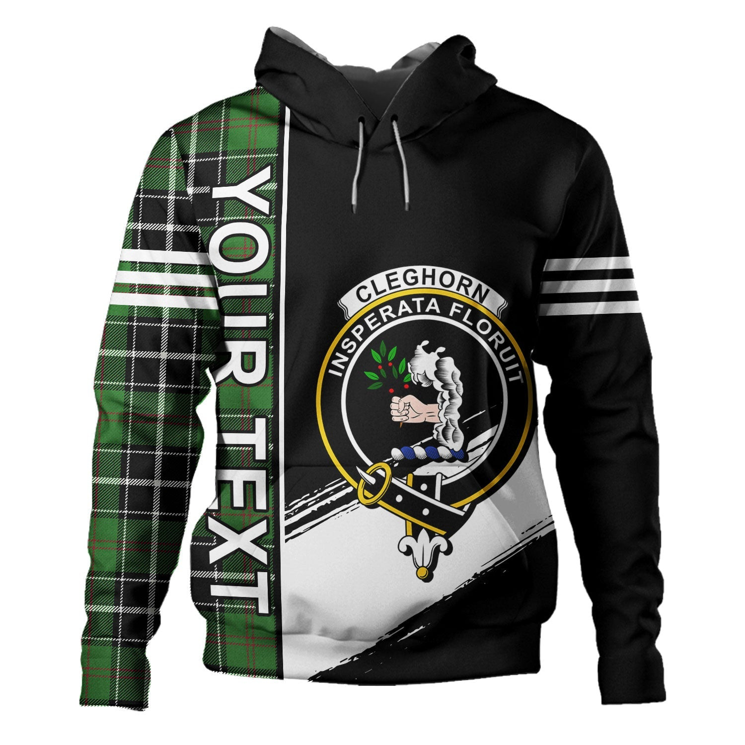 ScotsTee Shop Scottish Cleghorn Ancient Clan Crest Tartan Hoodie Quarter Personalized