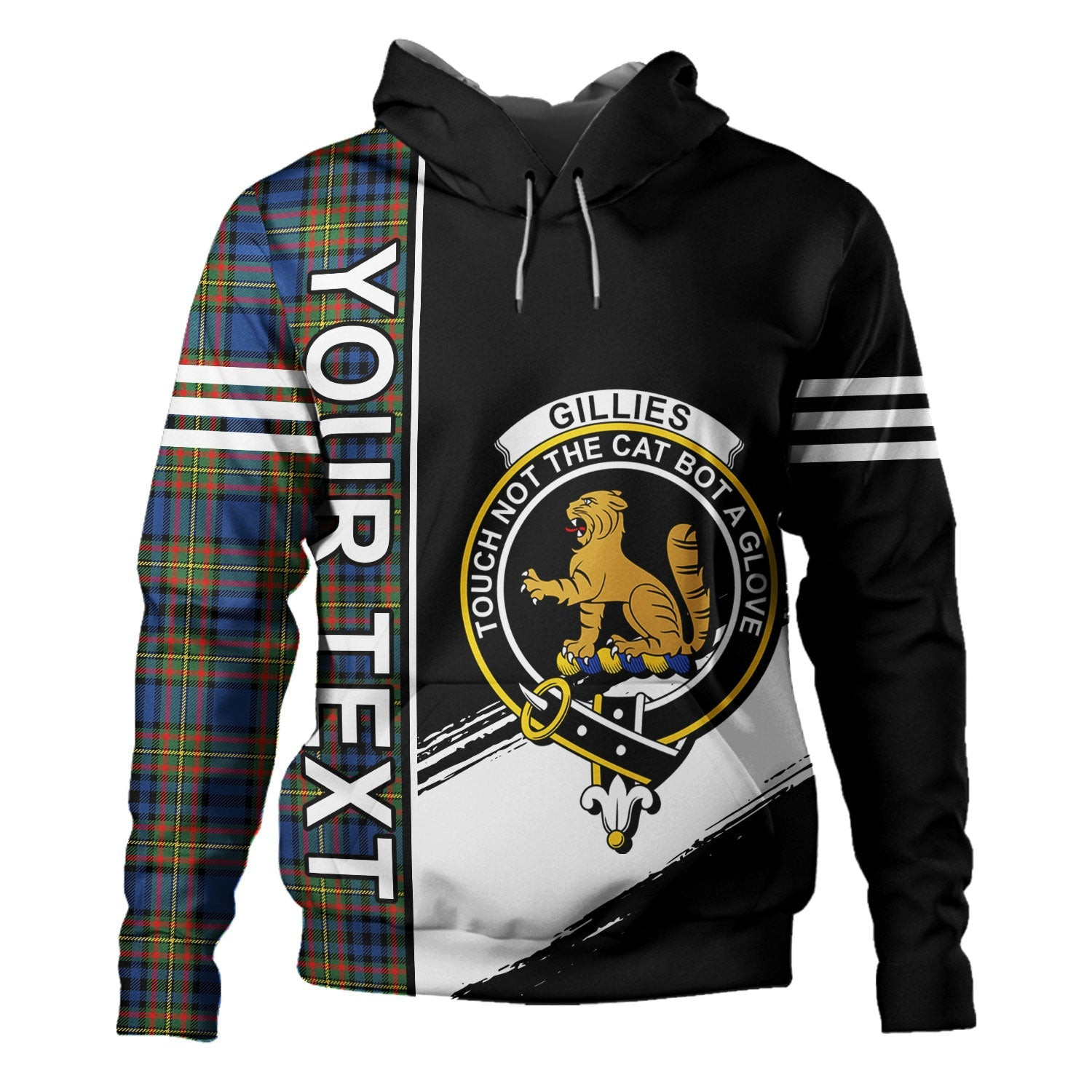 ScotsTee Shop Scottish Gillies Modern Clan Crest Tartan Hoodie Quarter Personalized