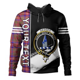 ScotsTee Shop Scottish Geddes Weathered Clan Crest Tartan Hoodie Quarter Personalized