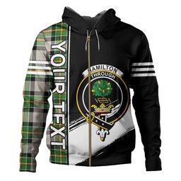 ScotsTee Shop Scottish Hamilton of Brandon Ancient Clan Crest Tartan Hoodie Quarter Personalized
