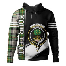 ScotsTee Shop Scottish Hamilton of Brandon Ancient Clan Crest Tartan Hoodie Quarter Personalized