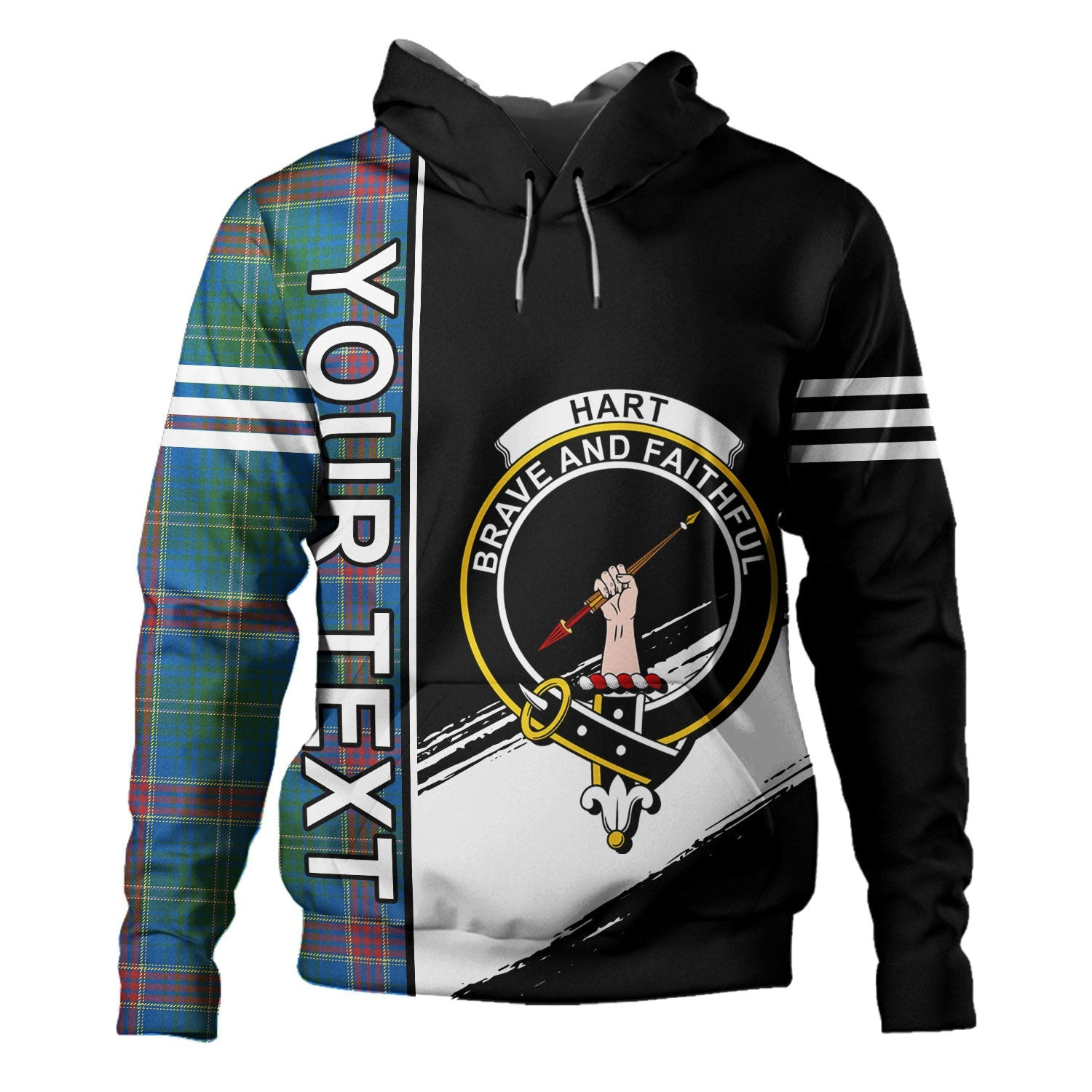 ScotsTee Shop Scottish Hart Ancient Clan Crest Tartan Hoodie Quarter Personalized
