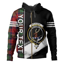 ScotsTee Shop Scottish Fraser of Altyre Modern Clan Crest Tartan Hoodie Quarter Personalized