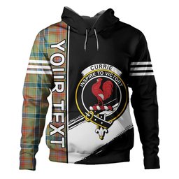ScotsTee Shop Scottish Currie of Arran Ancient Clan Crest Tartan Hoodie Quarter Personalized