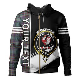 ScotsTee Shop Scottish Cockburn (Coburn) Weathered Clan Crest Tartan Hoodie Quarter Personalized