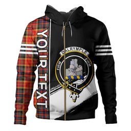 ScotsTee Shop Scottish Dalrymple of Castleton Modern Clan Crest Tartan Hoodie Quarter Personalized