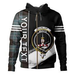ScotsTee Shop Scottish Dunlop Weathered Clan Crest Tartan Hoodie Quarter Personalized