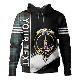 ScotsTee Shop Scottish Dunlop Weathered Clan Crest Tartan Hoodie Quarter Personalized