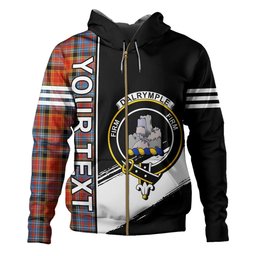 ScotsTee Shop Scottish Dalrymple of Castleton Ancient Clan Crest Tartan Hoodie Quarter Personalized