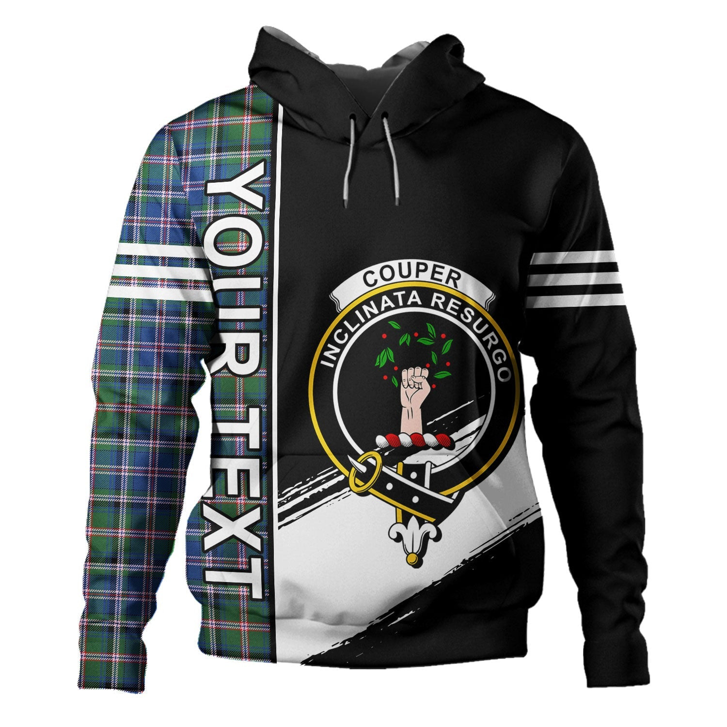 ScotsTee Shop Scottish Couper (Coupar) Modern Clan Crest Tartan Hoodie Quarter Personalized
