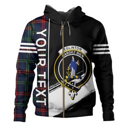 ScotsTee Shop Scottish Eglinton District (Montgomery of Ayrshire) Modern Clan Crest Tartan Hoodie Quarter Personalized