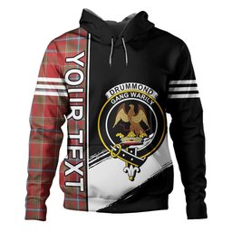 ScotsTee Shop Scottish Drummond of Perth Weathered Clan Crest Tartan Hoodie Quarter Personalized