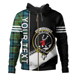 ScotsTee Shop Scottish Colquhoun Ancient Clan Crest Tartan Hoodie Quarter Personalized