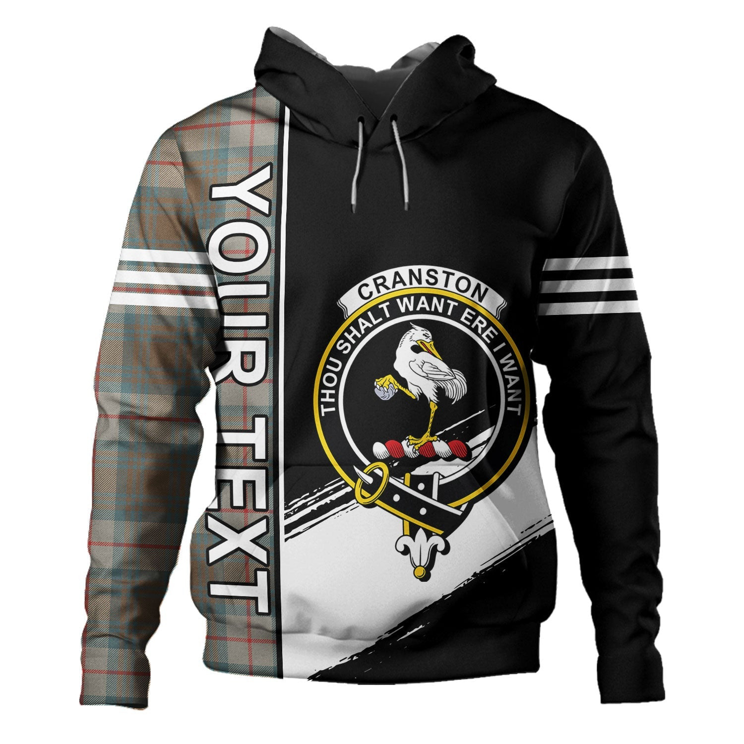 ScotsTee Shop Scottish Cranston Weathered Clan Crest Tartan Hoodie Quarter Personalized