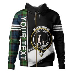 ScotsTee Shop Scottish Fletcher Family Modern Clan Crest Tartan Hoodie Quarter Personalized