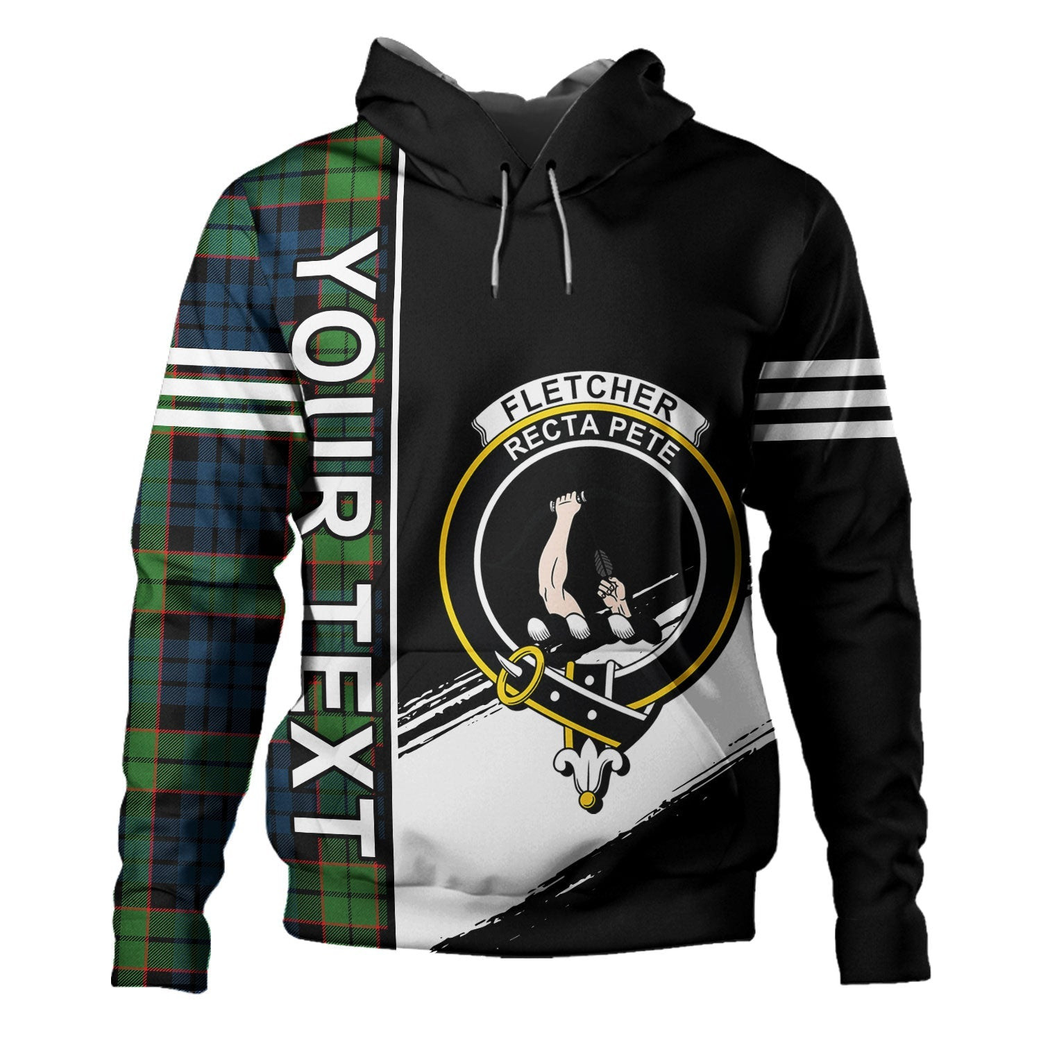 ScotsTee Shop Scottish Fletcher Family Modern Clan Crest Tartan Hoodie Quarter Personalized