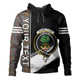 ScotsTee Shop Scottish Hamilton of Clayton Weathered Clan Crest Tartan Hoodie Quarter Personalized