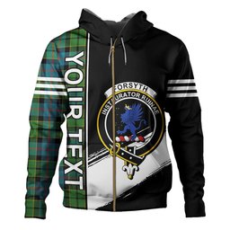 ScotsTee Shop Scottish Forsyth Ancient Clan Crest Tartan Hoodie Quarter Personalized
