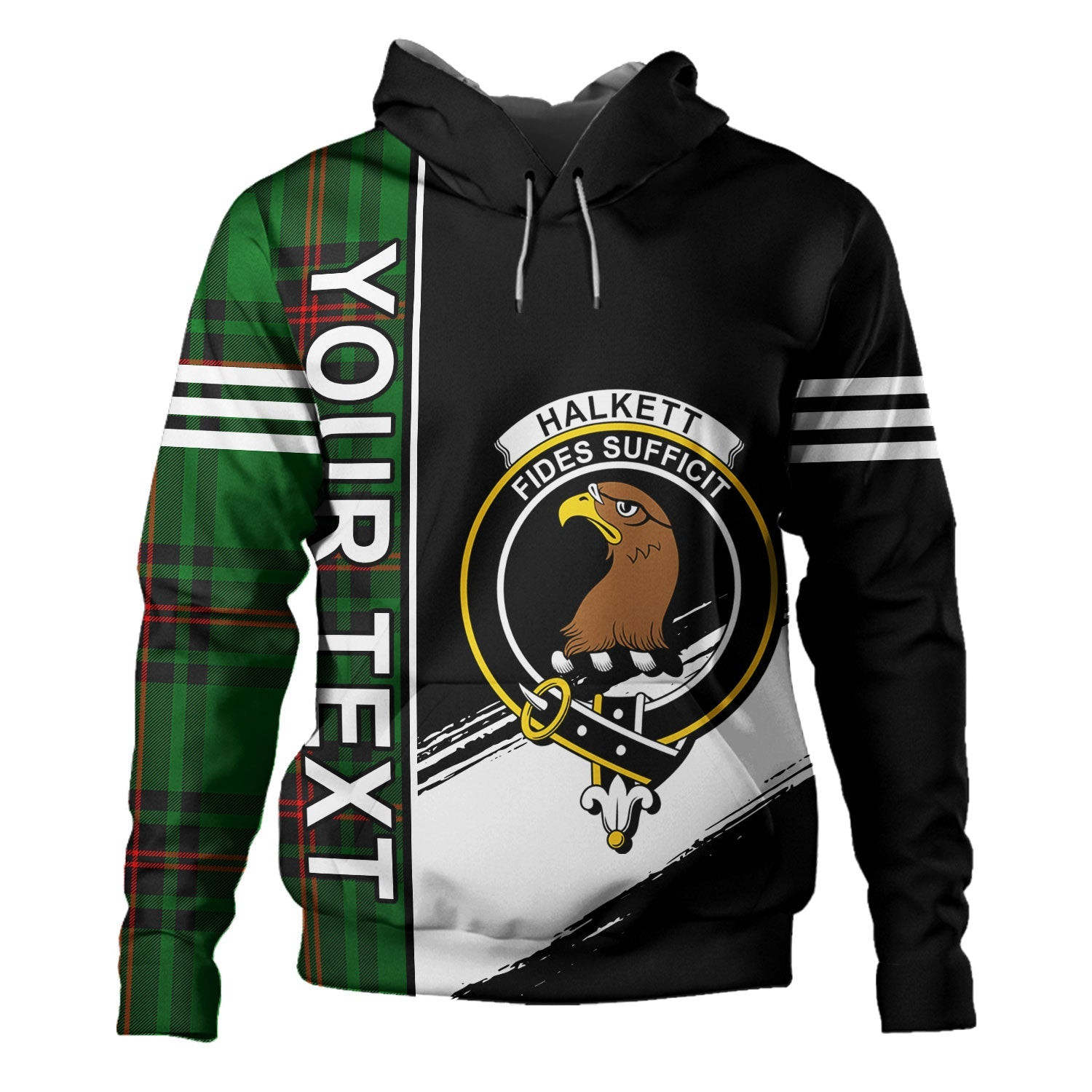 ScotsTee Shop Scottish Halkett Clan Crest Tartan Hoodie Quarter Personalized