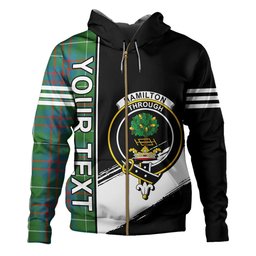 ScotsTee Shop Scottish Hamilton of Clayton Ancient Clan Crest Tartan Hoodie Quarter Personalized