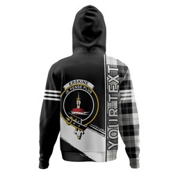 ScotsTee Shop Scottish Erskine Black & White Clan Crest Tartan Hoodie Quarter Personalized